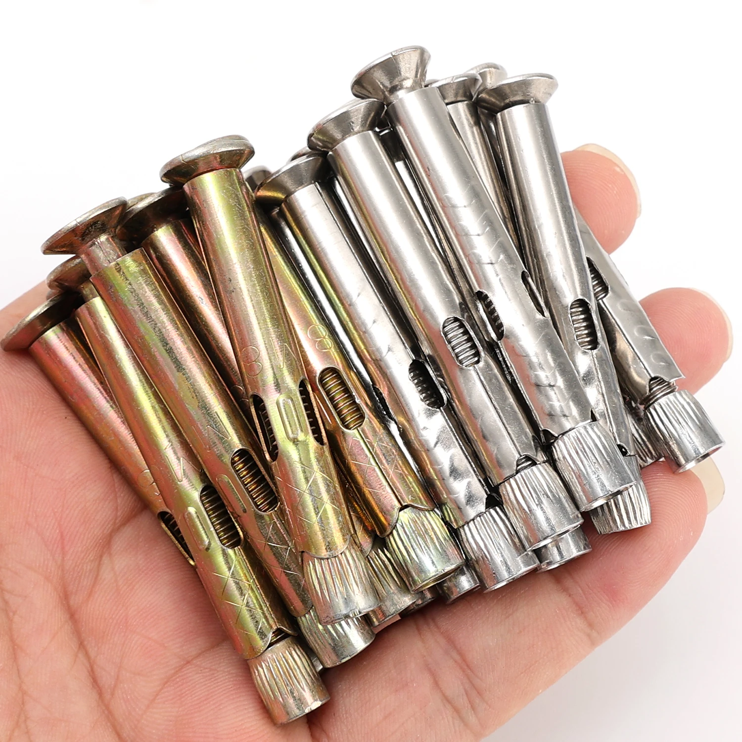 10 Stuks Zelftappende Rvs Schroeven Cross Platte Verzonken Kop Uitbreiding Bout Buis Boren Stekkers Muur Ankers Bevestigingsmiddelen