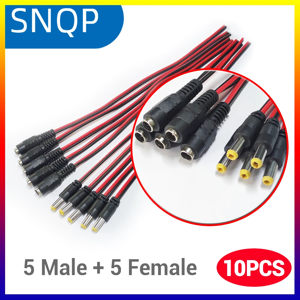 

10pcs/Lot Male Female Plug DC 12V Power Pigtail Cable Jack For Cctv Camera Connector Tail Extension DC Wire