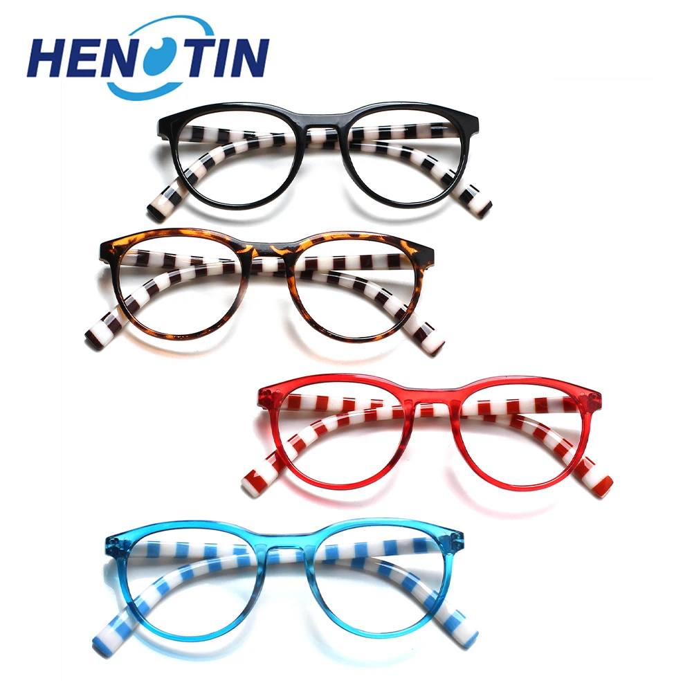 

Henotin 2022 Fashion Reading Glasses Men and Women with Spring Hinge Printing Temples Presbyopia Optical Magnifying Eyeglasses