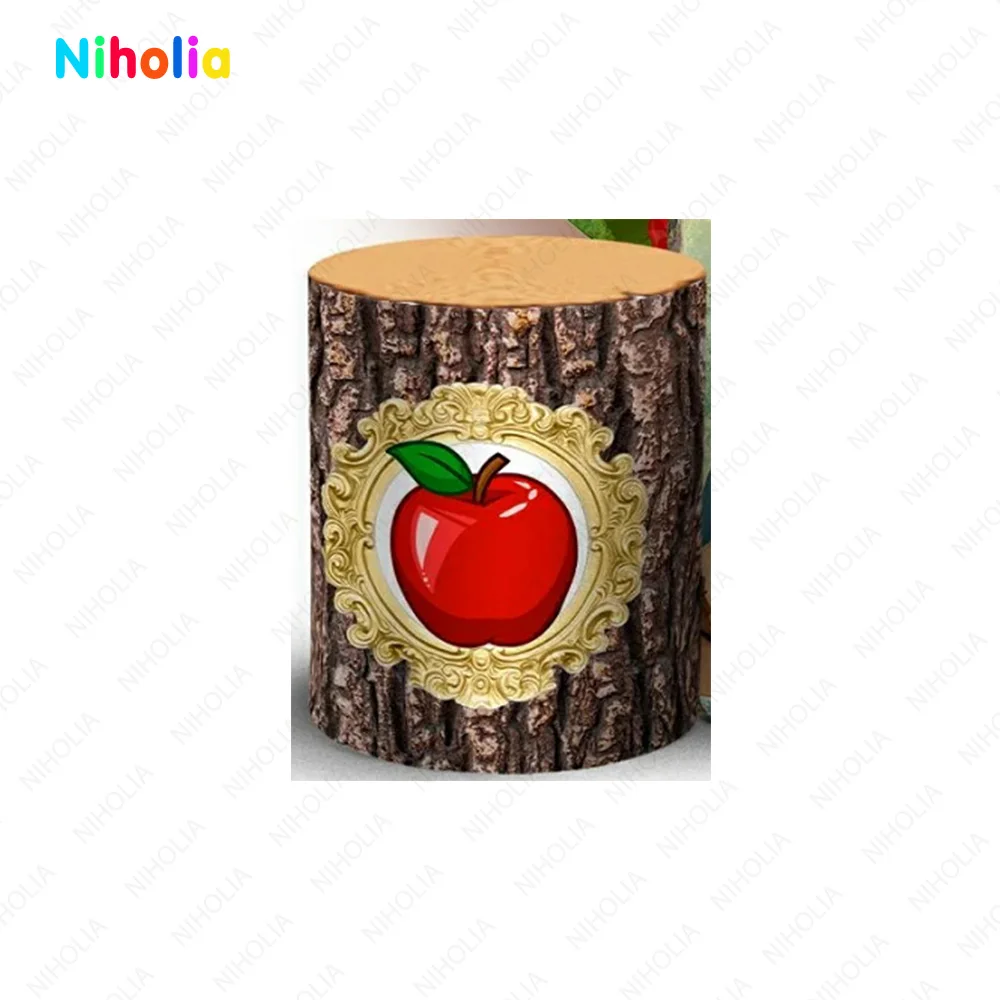 Snow White Backdrop Princess Rose Circle Decor Girl 1st Birthday Party Wood Cylinder Cover Photography Background Baby Show Prop