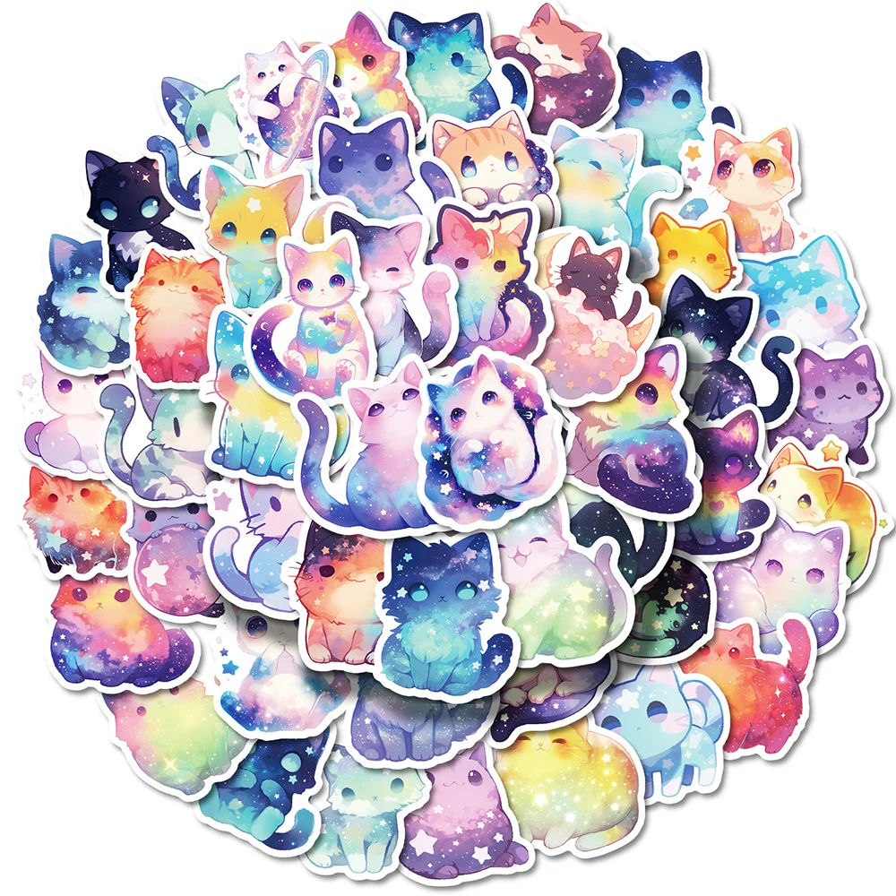 Starry Sky Cats Stickers, 10/30/50pcs Waterproof Decals