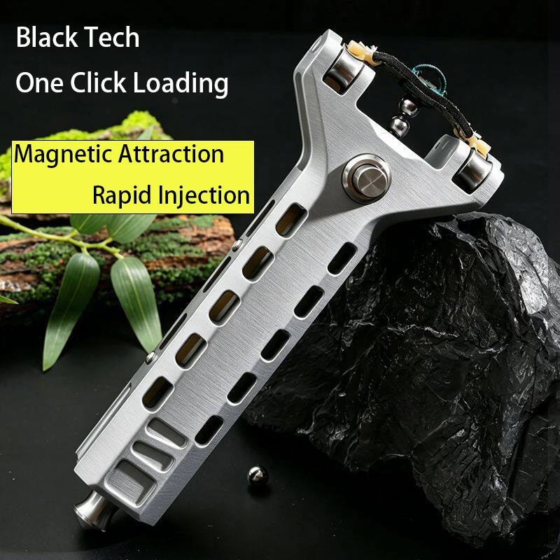CNC Stainless Steel Support 3D Printing Body Magnetic Suction Automatic Loading Outdoor Hunting Shooting Catapult Holiday Gift