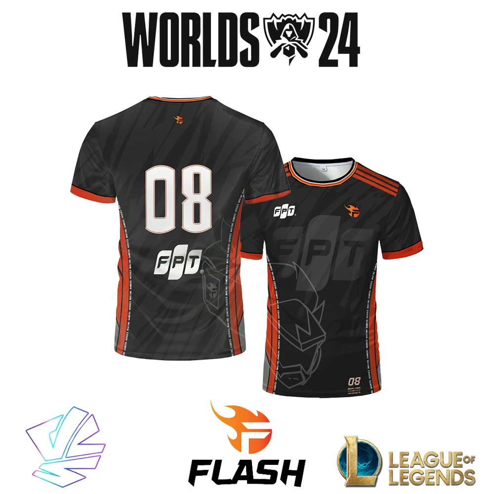 2024 New Team Flash E-sports Uniform Jersey T-shirt League Of Legends Competition Custom T-shirts VCS Fans Support Sports Tops