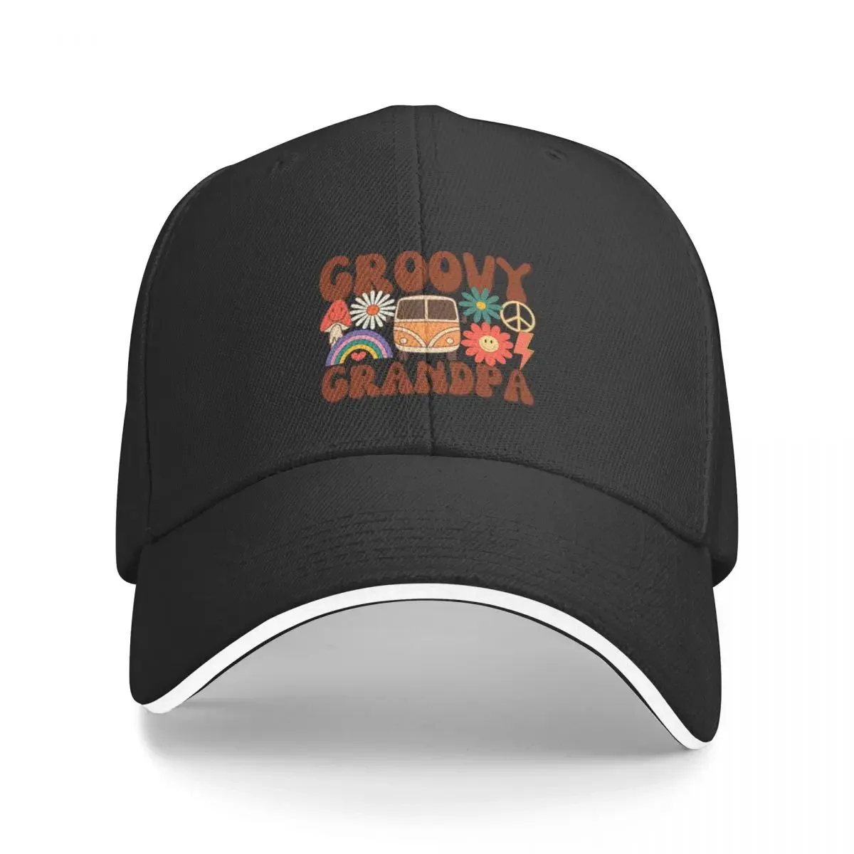 Retro Groovy 60s 70s Grandpa Matching Family Birthday Party Vintage T-Shirt Baseball Cap cute Streetwear Women's Golf Wear Men's