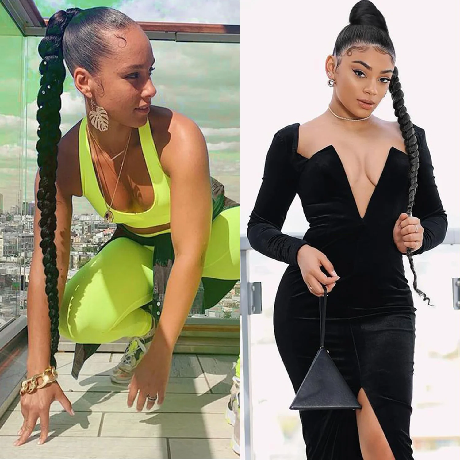 Rabo de cavalo trançado com cordão longo para mulheres, fácil de aplicar, aparência natural, cabelo sintético de alta qualidade