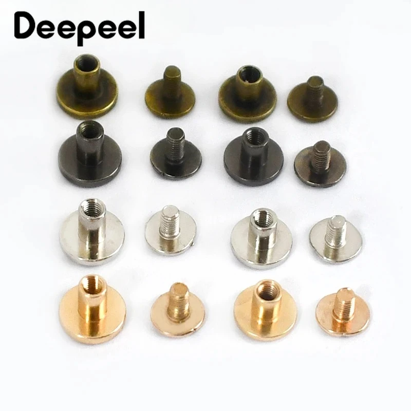20-50Pcs 5/6/8mm Flat Head Metal Screws Nail Rivet Buckles Belt Clothes Decor Screw Rivets Buckle Leather Crafts Bag Accessories