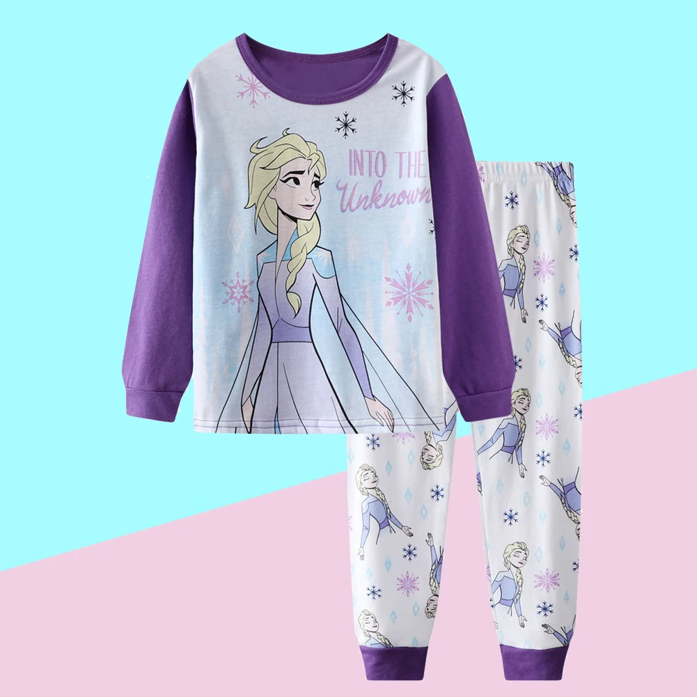 New Spring Autumn Children's Clothing Elsa Cartoon Sets girl Sleepwear Clothes Kids Pajamas Set Baby Girls Cotton Pyjamas