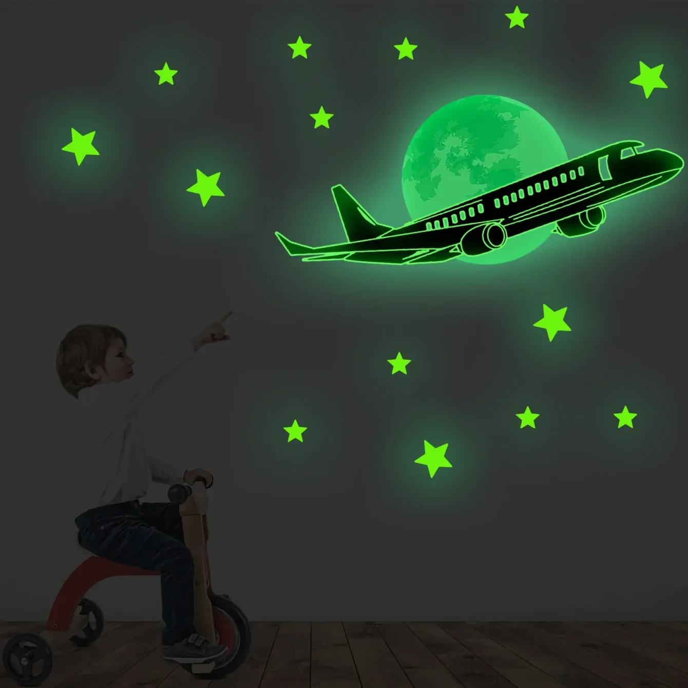 Night Sky Plane Stars Luminous Stickers Wall Stickers PVC Wallpaper Self Adhesive Glow Sticker Home Decoration Accessories Mural