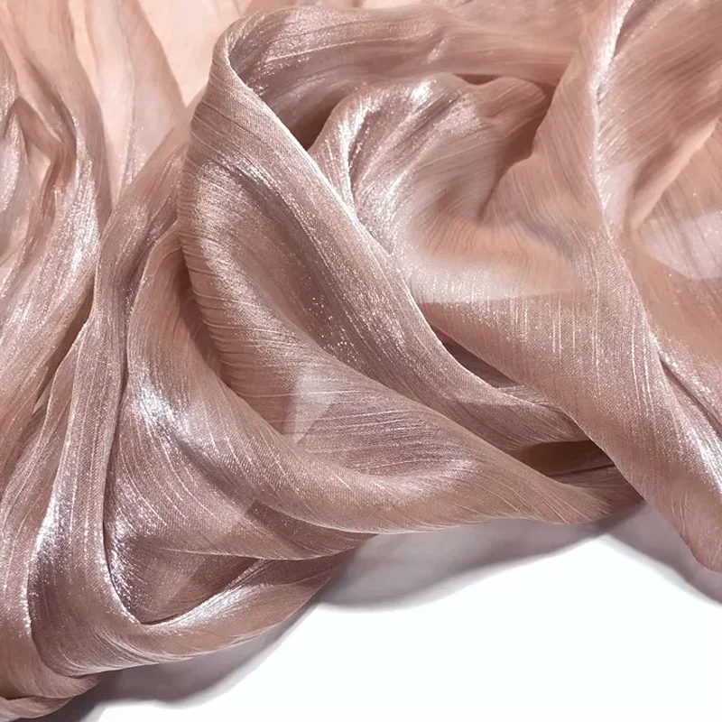 Transparent Glossy Silky Organza Fabric, See Through Shimmer Sheer Fabric, Shiny Crepe Fabric By the Meter