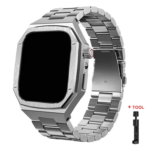 Correa Y Caja De Acero Inoxidable De Lujo Para Apple Watch