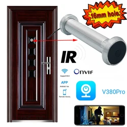 16mm Aperture Wifi Door Camera New V380 Wide-angle Infrared Night Vision Cat Eye Anti-theft Door Peephole Camera Video Recording