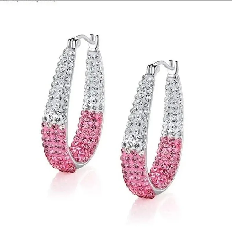 1 Pair Of Classic Retro Style Double Color Full Diamond Circle Simple Lady Earrings image 3