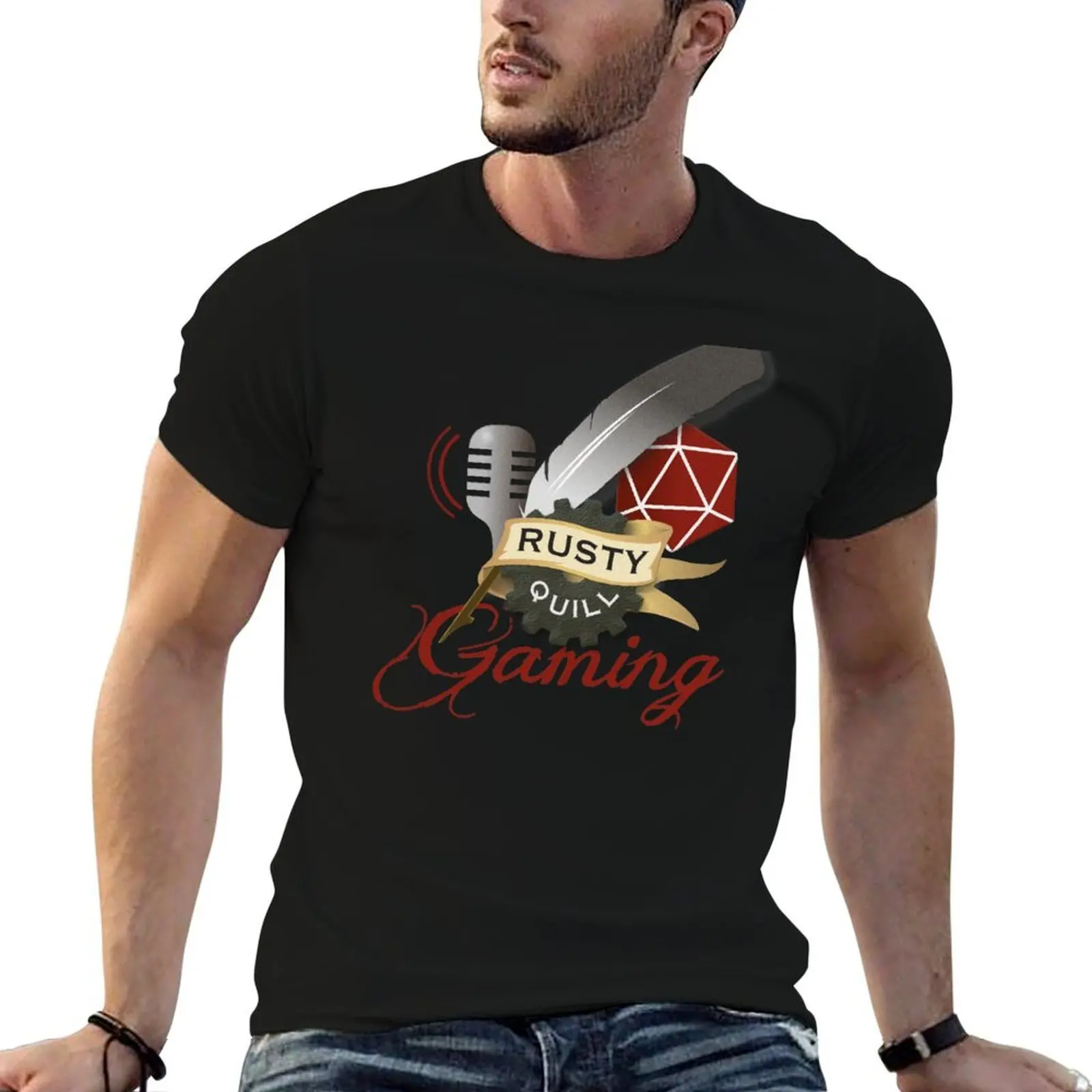 Rusty Quill Gaming Logo T-Shirt oversized sweat mens t shirts