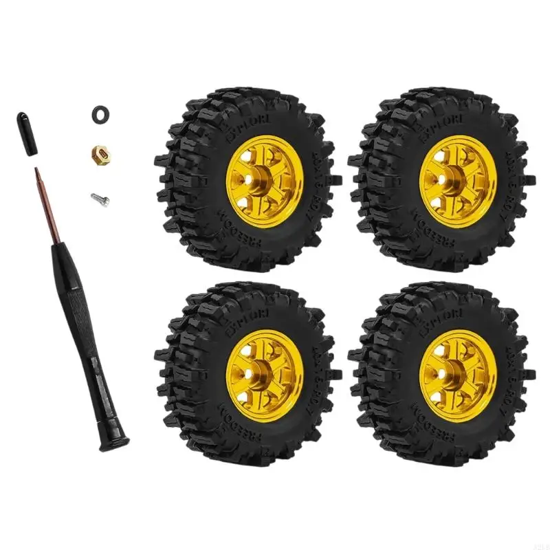 Packung mit 1 Satz SCX30 0,7-Zoll-Gummirädern mit Reifen mit festem Halt für funkgesteuerte Modelle Maßstab 1:30 A2UB – Detail 7