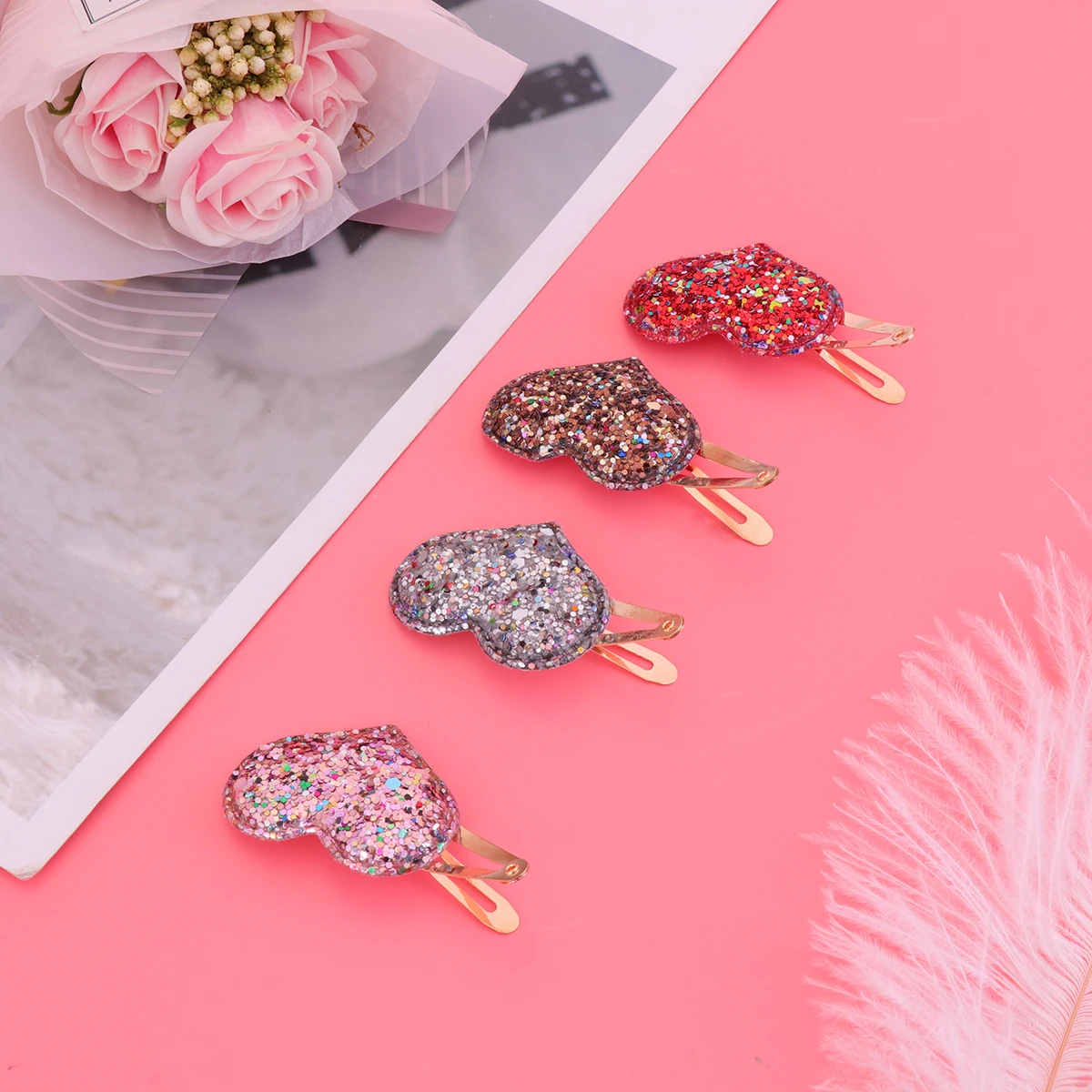 

8pcs Love Shape Hair Clips Adorable Barrettes for Girls 6x3x1cm Cute Star Hair Accessories Bobby Pins Bang Clips Kids