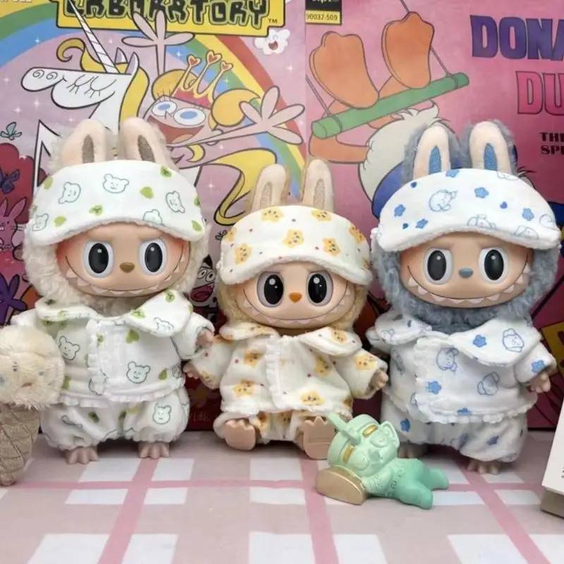 

Labubu Mini Three-Piece Pajamas Set Kawaii Cute Idol Plush Doll Accessories with Eye Mask 15-17cm Ideal Kids Gift Toy & Hobbies