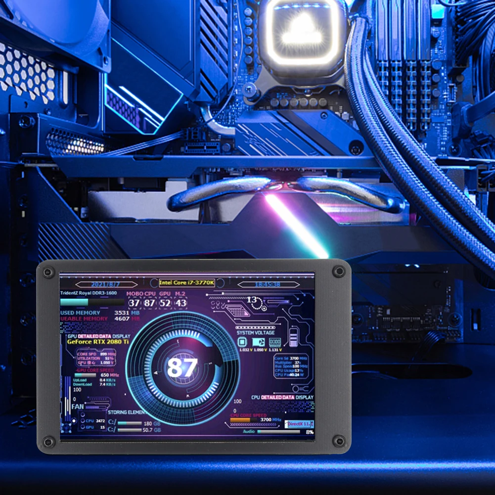 المزدوج USB مراقبة درجة الحرارة 3.5 بوصة IPS لتقوم بها بنفسك شاشة الكمبيوتر شاشة ثانوية وحدة المعالجة المركزية GPU RAM HDD الاكريليك لحالة ITX الصغيرة AIDA64
