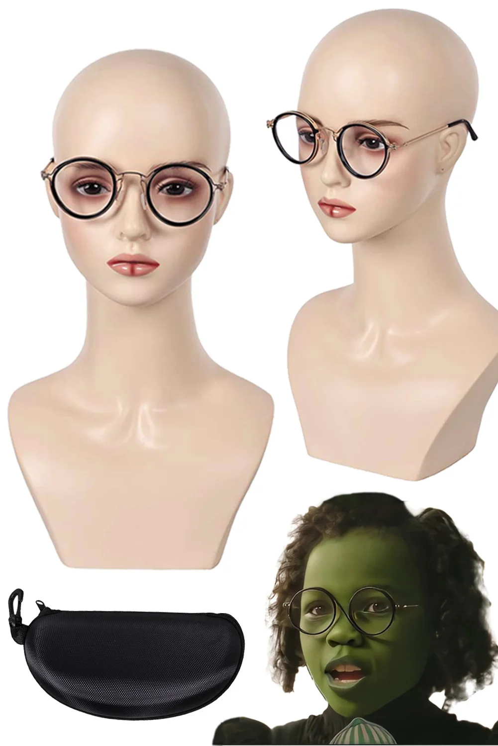 

Fantasia Childhood Witch Elphaba Eyeglasses 2024 Movie Wiked Cosplay Costume Accessories Women Halloween Carnival Party Props