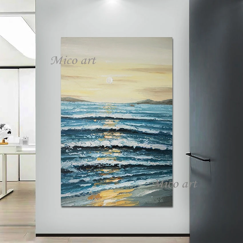 

Beautiful Abstract Natural Scenery Art Painting Seascapes Sunset Unframed Acrylic Painting 3d Picture Canvas Roll Artwork