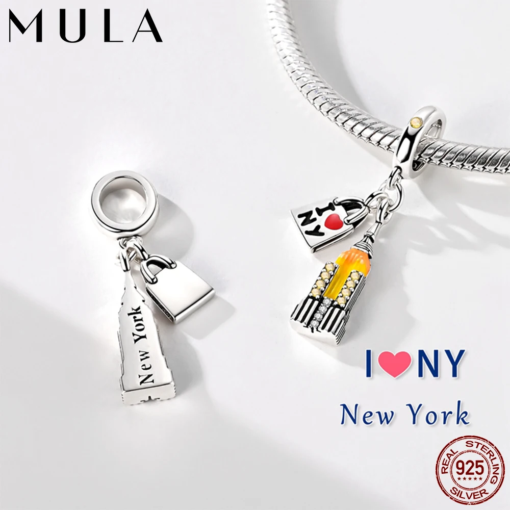 

Из 1 шт., серебро 925 пробы, состояние Испании, здание в Нью-Йорке, подходят для оригинального браслета из бисера для женщин, ювелирные изделия, подвеска «сделай сам»