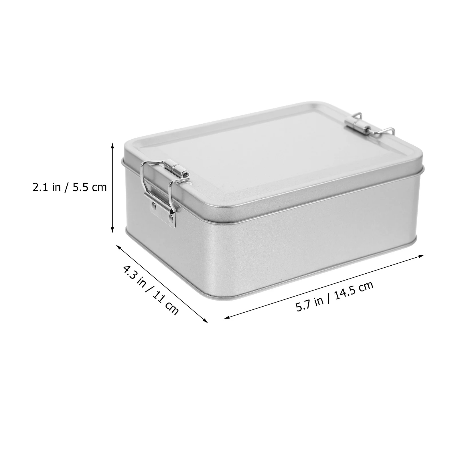 صندوق تخزين الحلوى المصفيح الفضي العتيق، صندوق تخزين من القصدير متعدد الأغراض بسعة متوسطة مع علب معدنية بغطاء #4