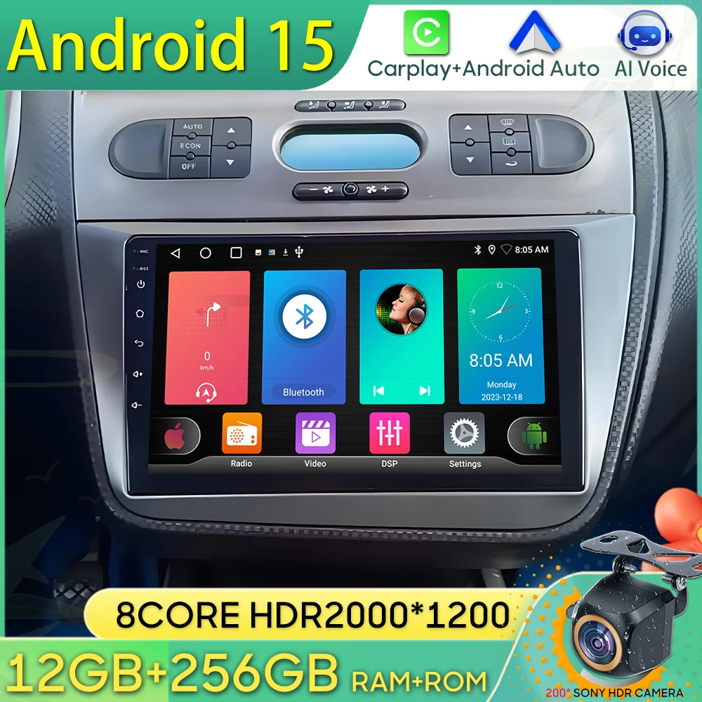 

Автомобильный радиоприемник Android 15 для Seat Altea XL Toledo 2004-2015, GPS-навигация, Android Auto Carplay, стереодисплей, 4G Wi-Fi, без 2din