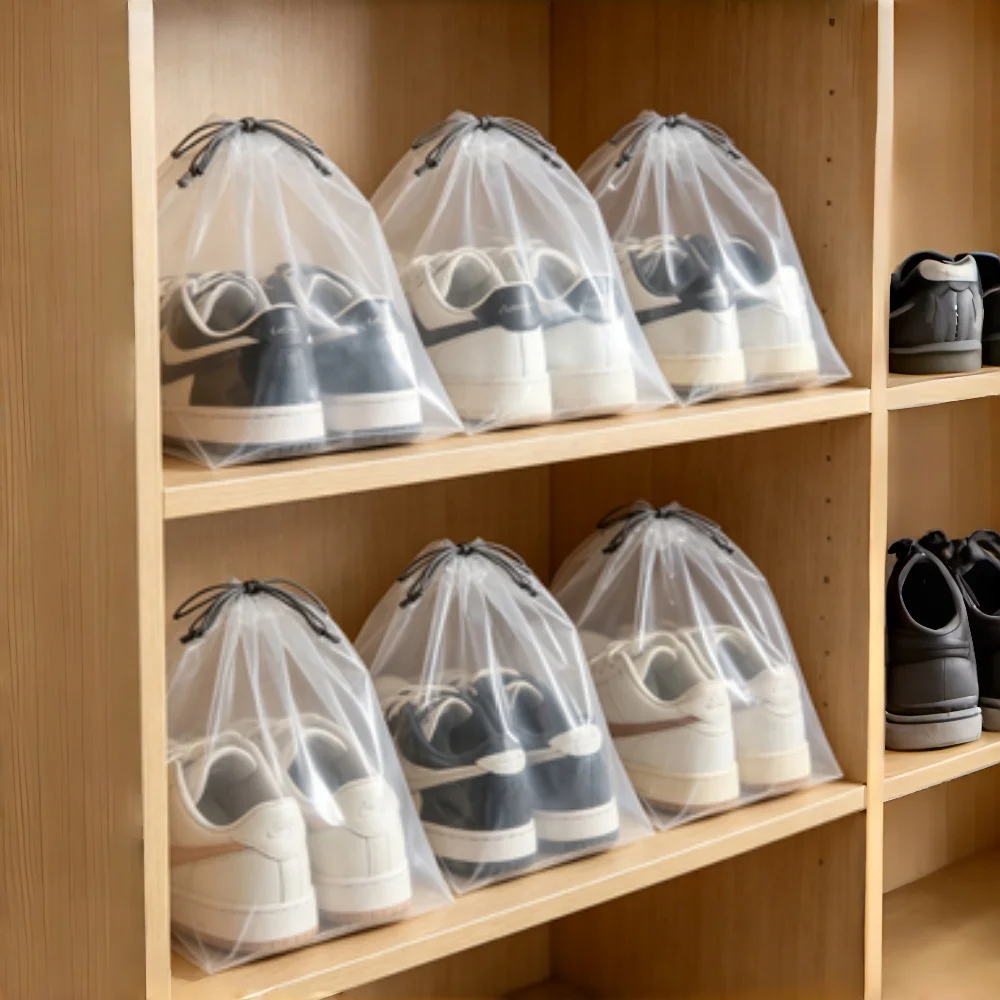 Waterproof Vorspack Transparent Shoe Bags for Travel Large Clear Shoes Organizers Storage Pouch with Rope 13 Pack Men Women