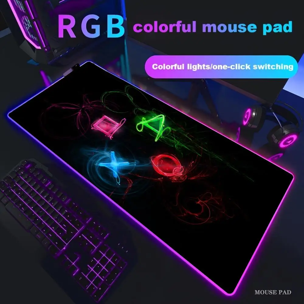 Neon gameconsole Muismat RGB-toetsenbordhoes Kleurrijke muismat LED-licht E-sport Muismat Computer Gamer Glow Lange bureaumat