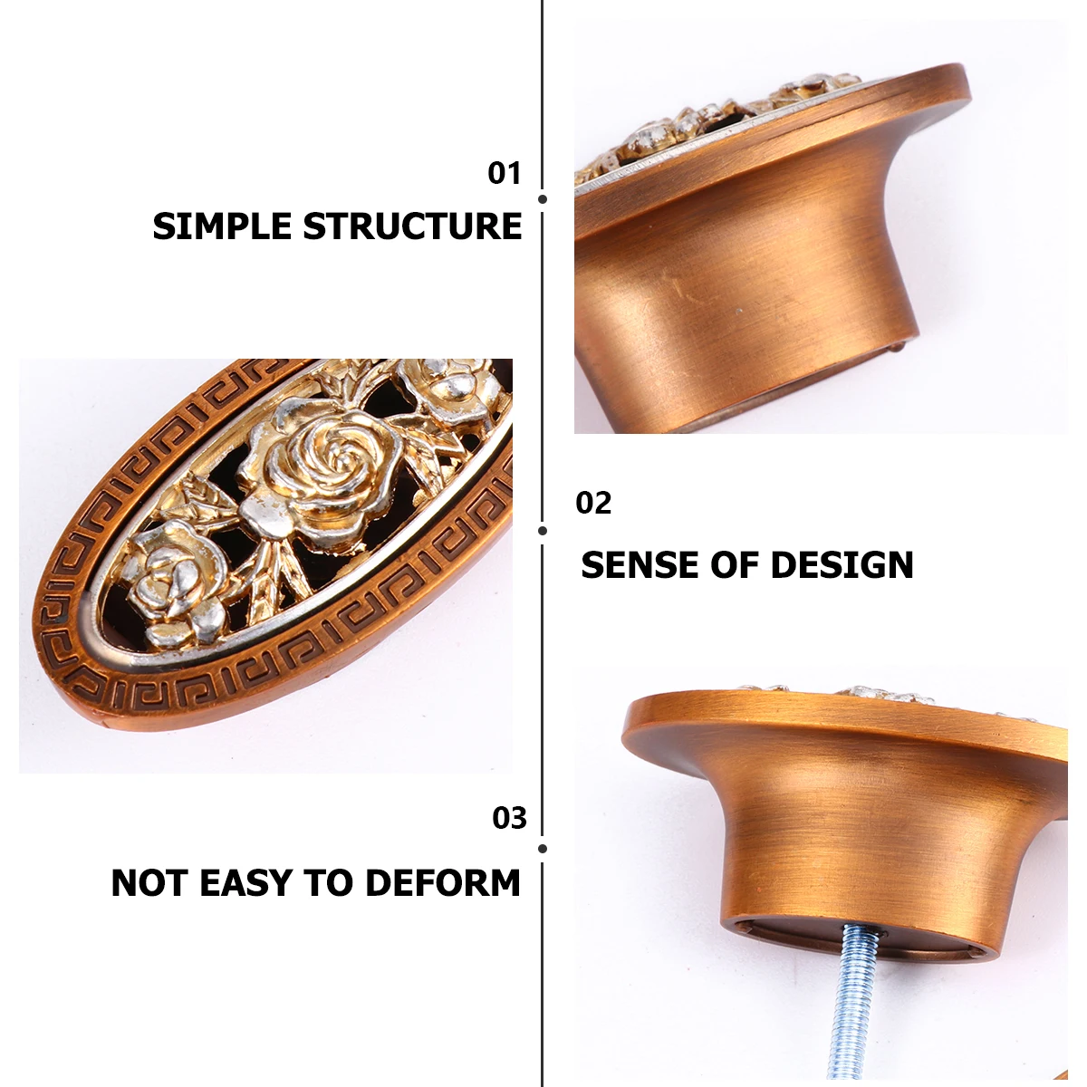 

5Pcs Vintage Copper Cabinet Handle Long-Lasting Drawer Pull Handle Replacement Knob for Indoor Use Drawer Knob