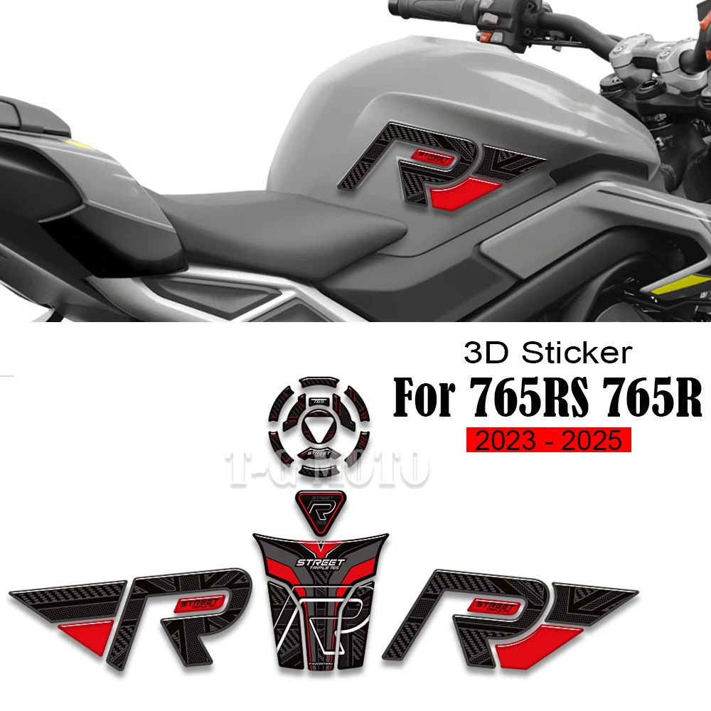 

765RS 765R Motorcycle 3D Epoxy Resin Protection Tank Pad Stickers Gas Tank Decals For Triumph Street Triple 765 RS R 2023 2024