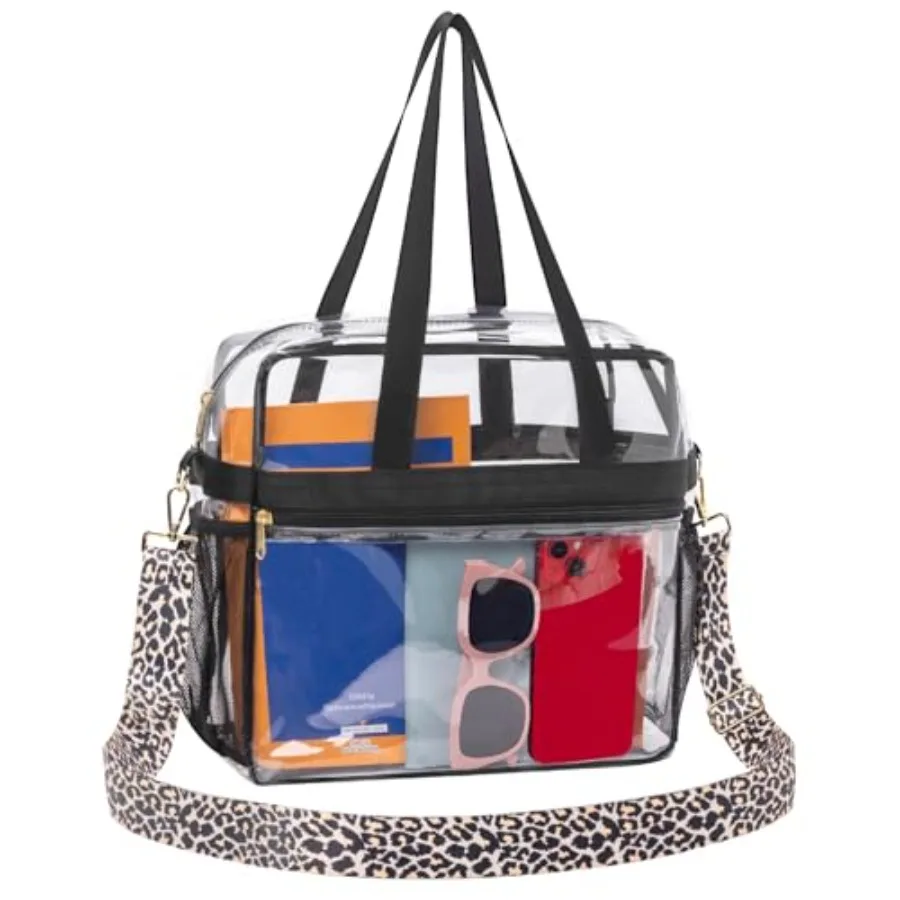 

Прозрачная сумка для стадионных мероприятий 12x6x12 дюймов, прозрачная сумка-тоут с усиленным ремнем, прозрачная сумка для спорта и концертов