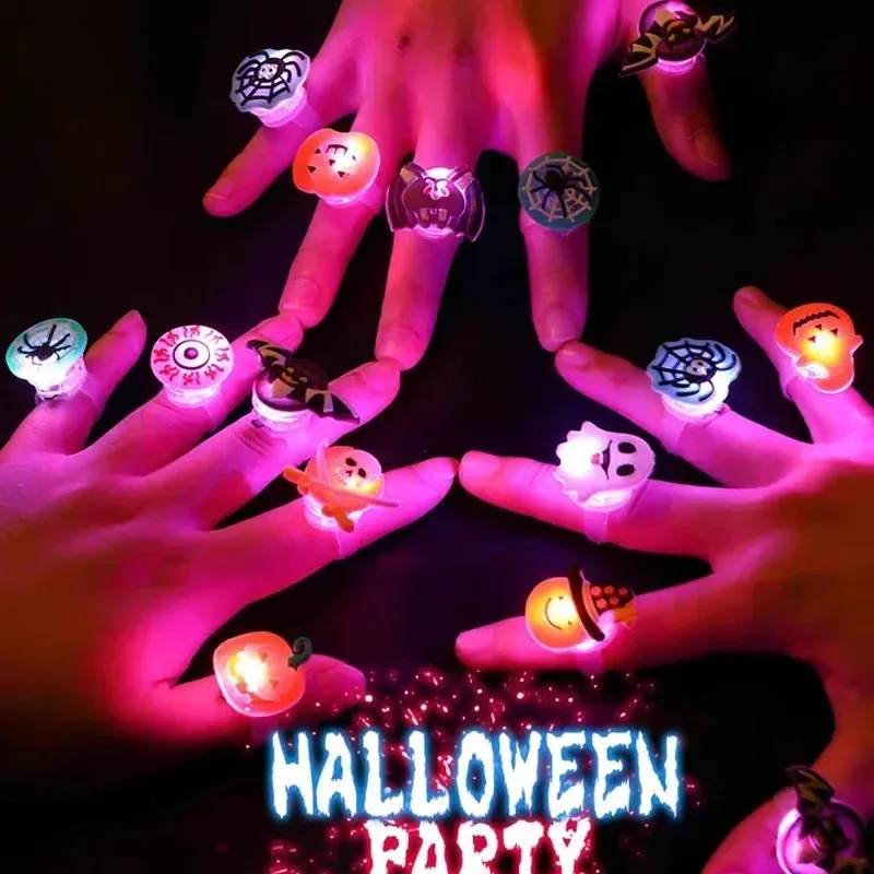 10-50 Stück LED-Ringe, Halloween-Leuchtringe in Form von Geistern und Fledermäusen, leuchtende Finger-Ringe, Halloween-Party, Geburtstagsgeschenke, Dekorationen und Zubehör. – Detail 10