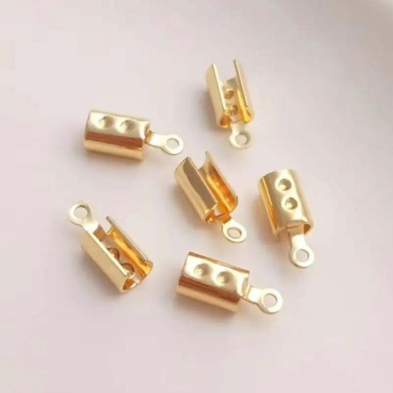 

14k Gold-plated Fittings Copper-plated Gold Round Clip Leather Rope Round Rope Milan Line Connection Closing Buckle Diy Material