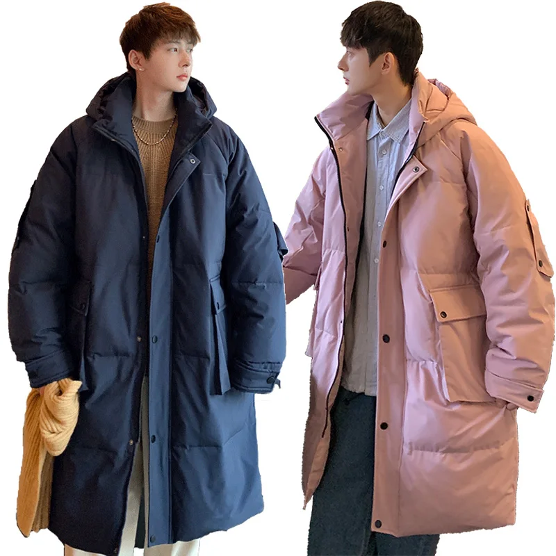 Casual Down Jackets Men / Women Winter thickened Parka oversized Outdoor Snow Coat Korean version long couple Hooded down jacket