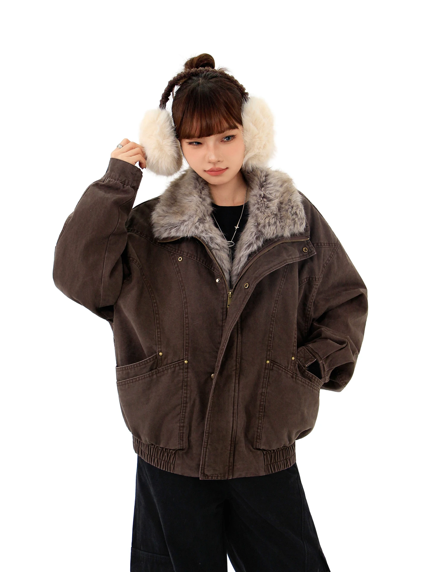 

Hygge Chen винтажное хлопковое пальто со съемным меховым воротником Mountain Eagle Jaet, свободная рабочая одежда для мужчин