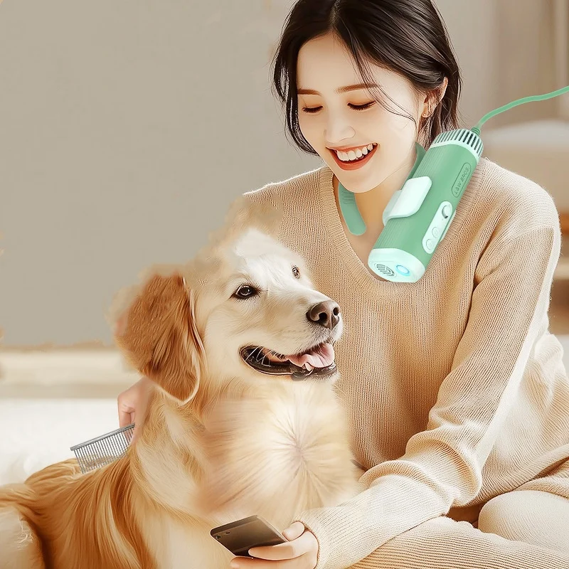 

Pet Grooming Dog Hair Dryer Water Blowing Machine Neck Hanging Free Your Hands Neck Pet Hair Dryer