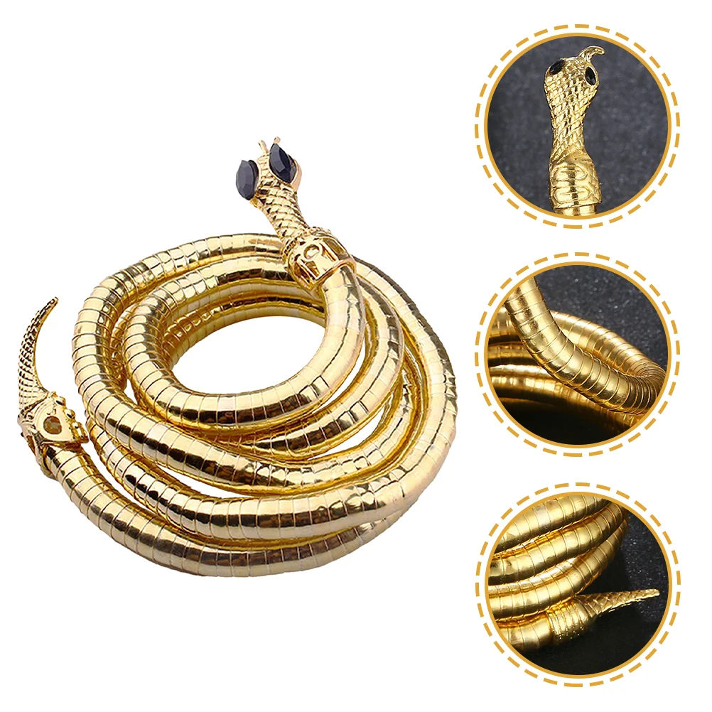 Snake Bracelet Egyptian Costume Accessory Necklace Wrap Bangle for Women Alloy Necklaces