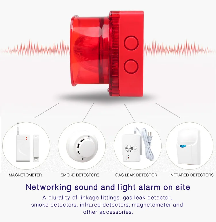 Fire Sound and Light Alarm Horn Outdoor Sound and Light Alarm AC220V Outdoor Sound and Light Alarm Horn