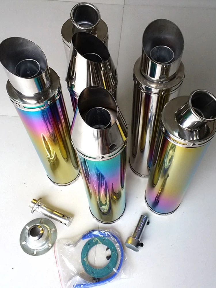 

Seven-color stainless steel exhaust pipe with straight row and large row in the rear section of motorcycle modified exhaust pipe