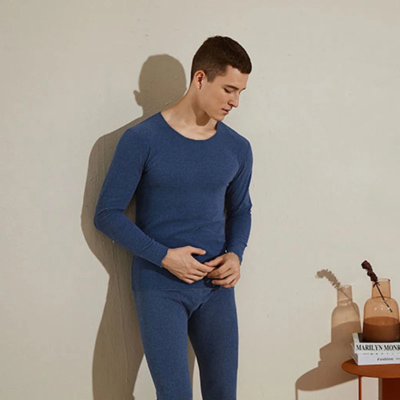 Youpin – sous-vêtements thermiques pour hommes, ensembles de jeans longs, couleur unie, manches longues, épais, sans couture, pantalons thermiques
