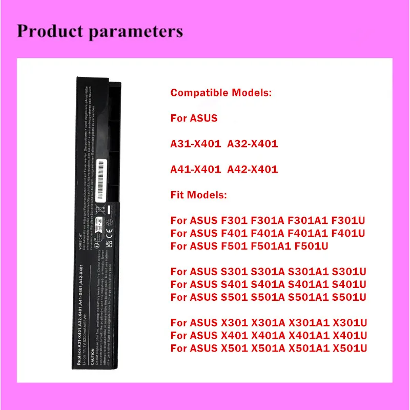 جديد بطارية الكمبيوتر المحمول ل ASUS X301 X301A X301A1 X301U X401 X401A X401A1 X401U X501 X501A X501A1 X501U #2
