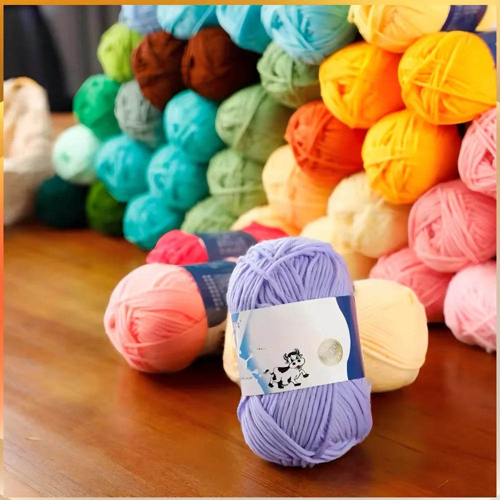 Soft Milk Cotton 5-Ply Knitting Yarn Needlework Dyed Lanas For Children And Adult Crochet Craft Sweater Hat Dolls DIY Crocheting