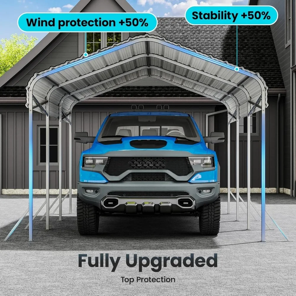Sturdy Metal Carport, All Weather Vehicle Protection, Quick Setup Design, Durable Outdoor Shelter