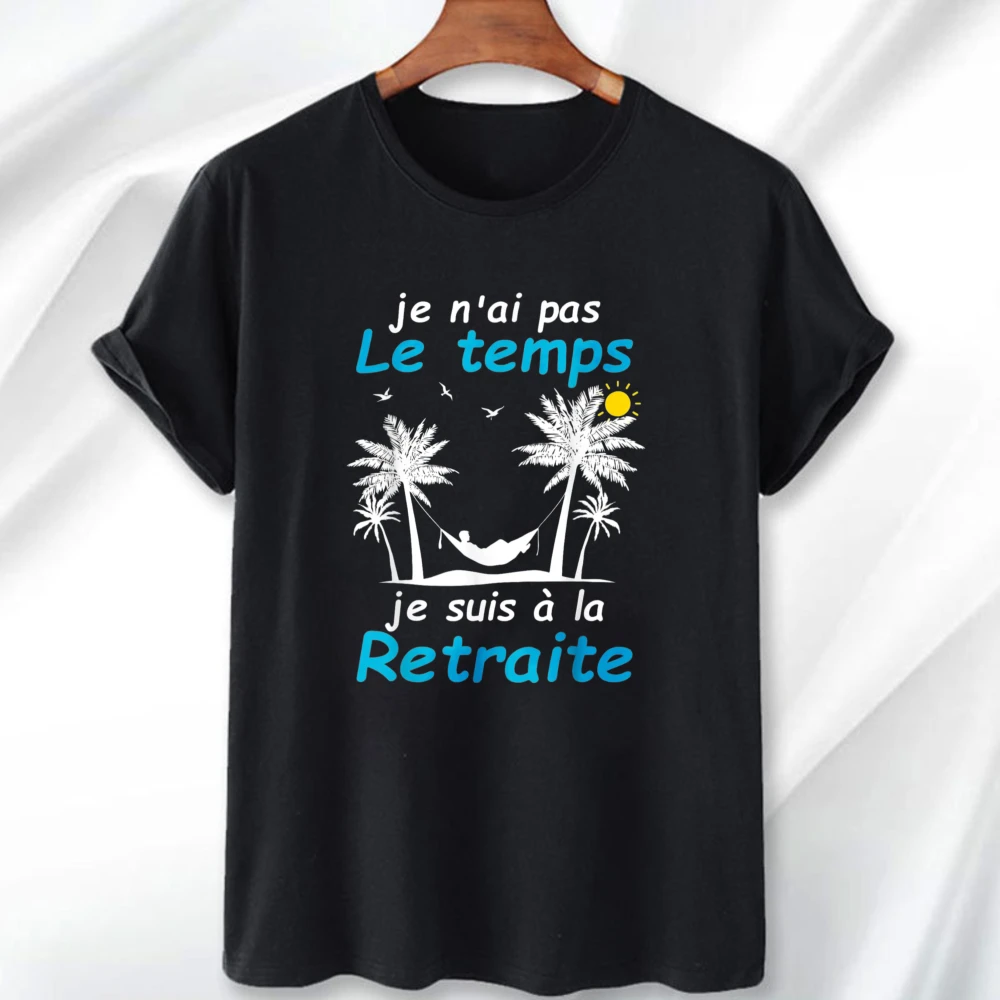 Retirement Gift Idea for Men Women Funny Retirement T-Shirt Je Suis A La Retraite Graphic Tee Hammock Palm Tree Relax Casual Top