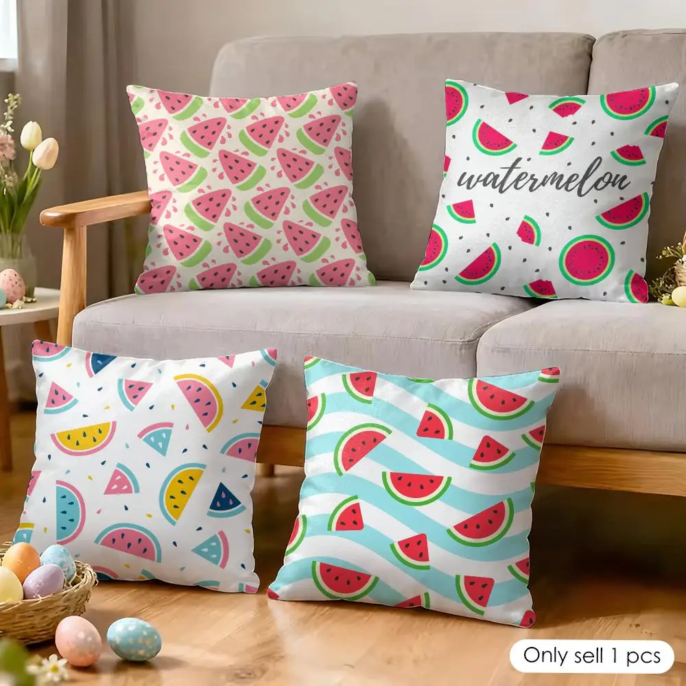 Watermelon Cushion Cover Soft Short Plush Pillow Cover Smooth Cozy Texture Aesthetic Cushion Case Home Decor