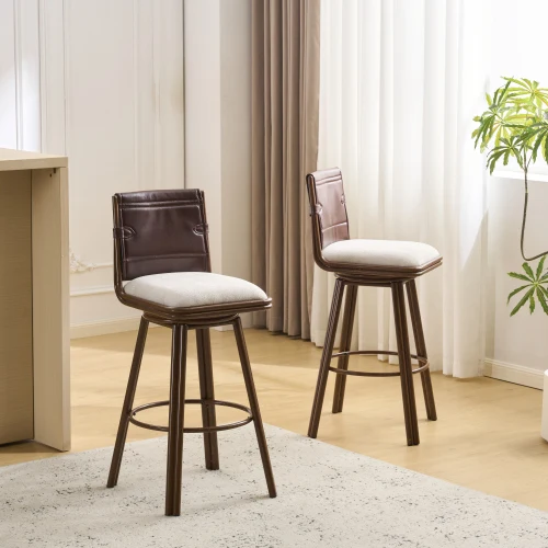

# Indoor Convertible Dining Paper Rope Modern Adjustable Lightweight Swivel Bar Stool Legs Walnut Finish