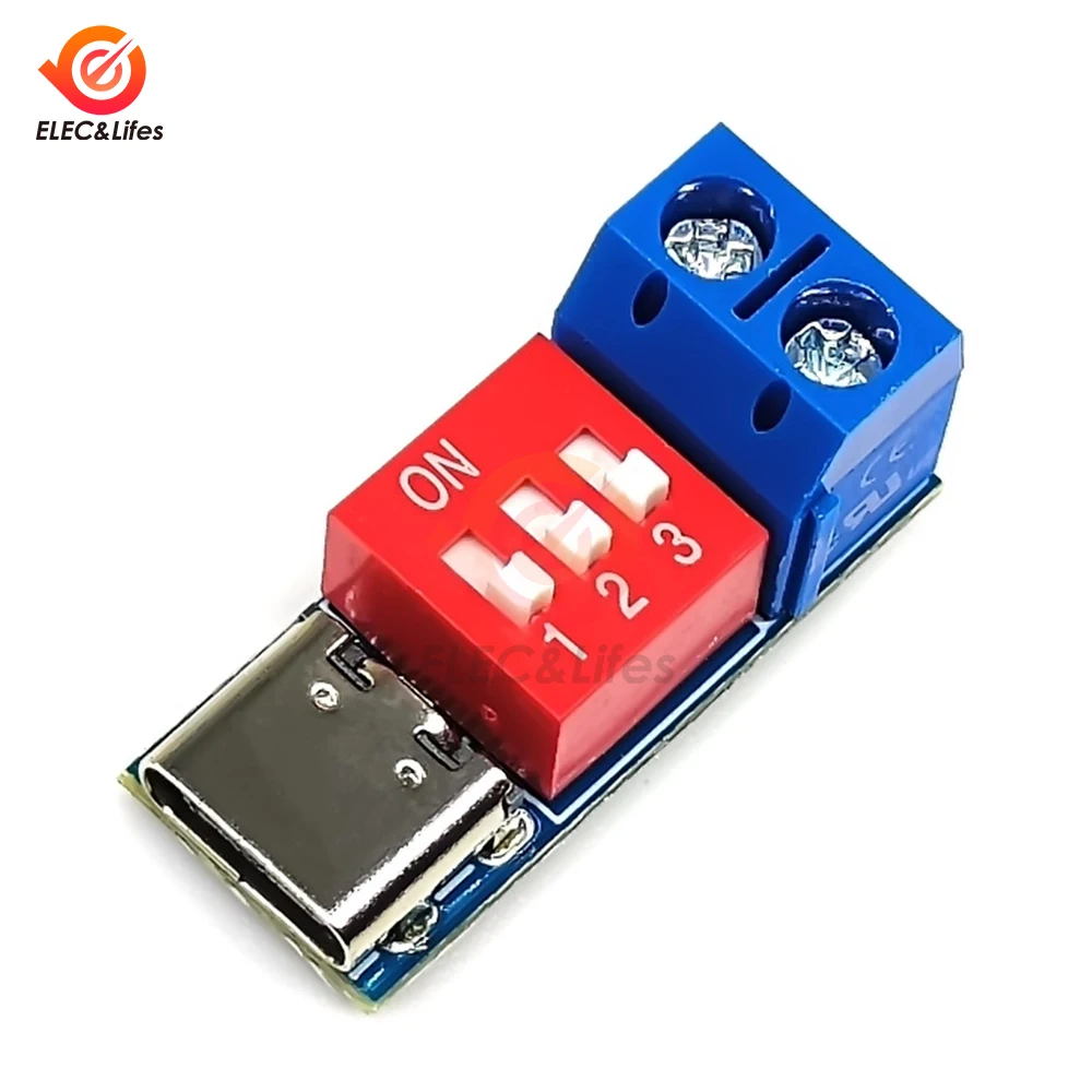 USB-C PD Trigger Board Module PD/QC Decoy Board Fast Charge USB Type-c to 5V/9V/12V/20V High Speed Charger Power Boost Module