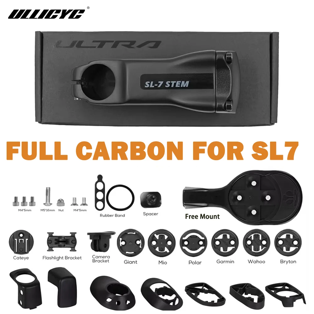 

ULLICY For SL7 Full Carbon Stem Bicycle Ultralight 140g Bike Stem Aero Integrated Internal Wiring Hidden Cockpit 70mm-130mm