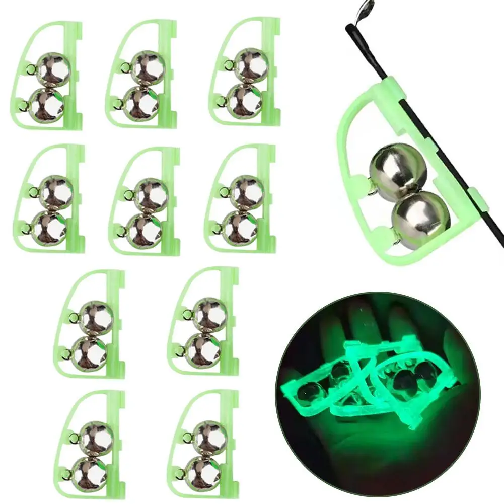 10Pcs Professional Fishing Bite Alarm Stainless Steel Spring Double Bell Design High Sensitivity Loud Alert Corrosion Resistant