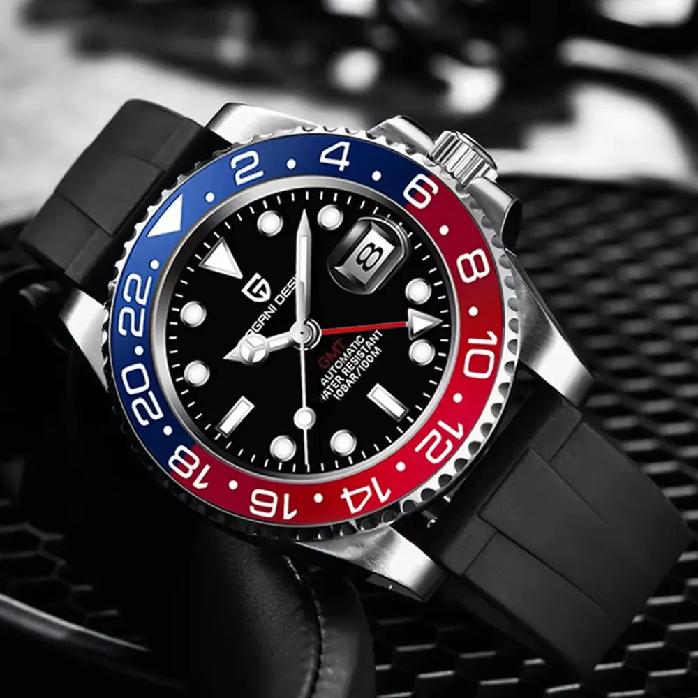 

40 мм PAGANI DESIGN GMT мужские часы классические роскошные механические часы из нержавеющей стали спортивные водонепроницаемые часы автоматические наручные часы